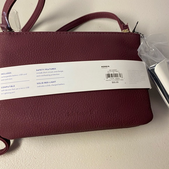 Apt 9 Kohls Safe Keeper RFID Blocking Crossbody w/ Apple Charger - Picture 4 of 7